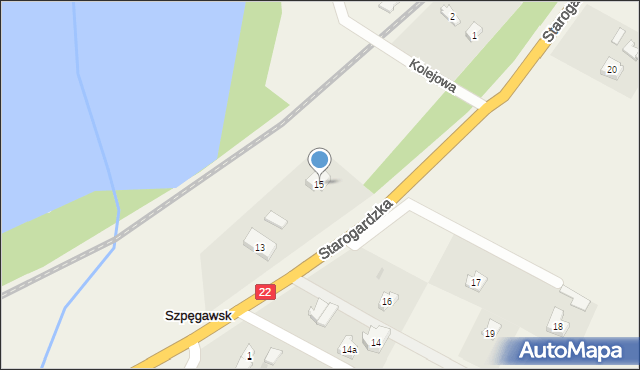 Szpęgawsk, Starogardzka, 15, mapa Szpęgawsk