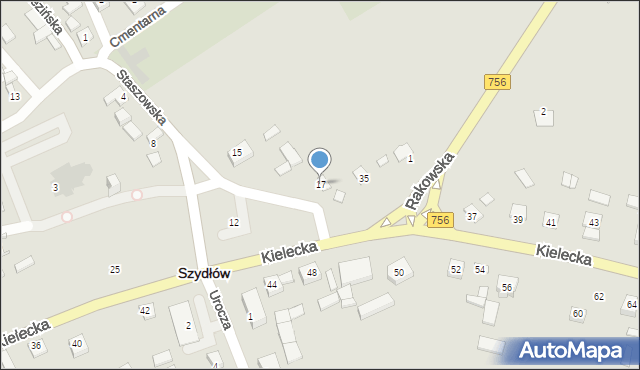 Szydłów, Staszowska, 17, mapa Szydłów