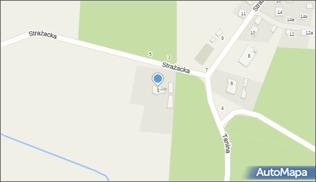 Tanina, Strażacka, 1, mapa Tanina