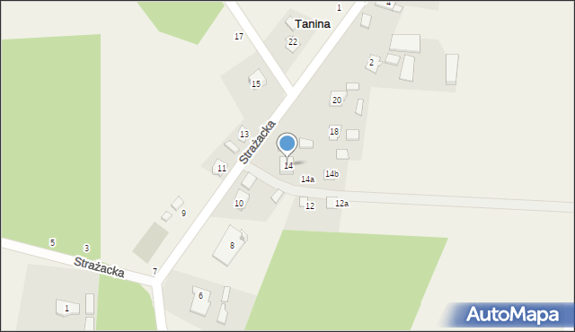 Tanina, Strażacka, 14, mapa Tanina