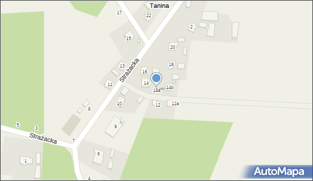 Tanina, Strażacka, 14a, mapa Tanina