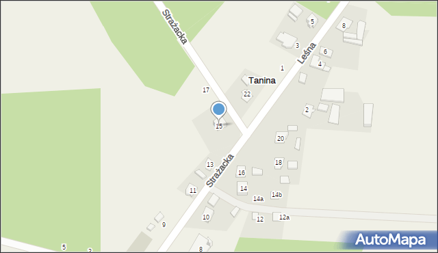 Tanina, Strażacka, 15, mapa Tanina