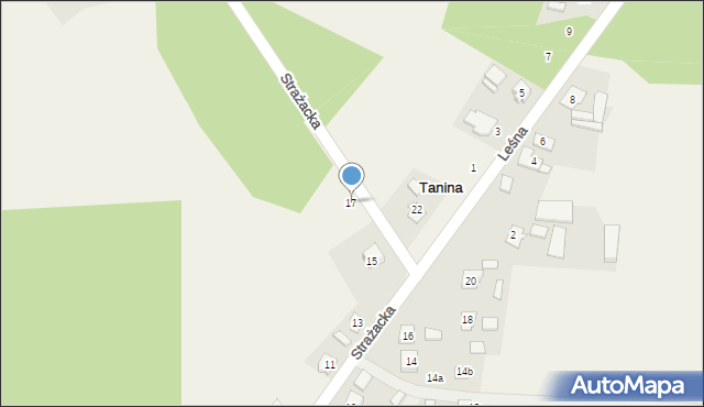 Tanina, Strażacka, 17, mapa Tanina