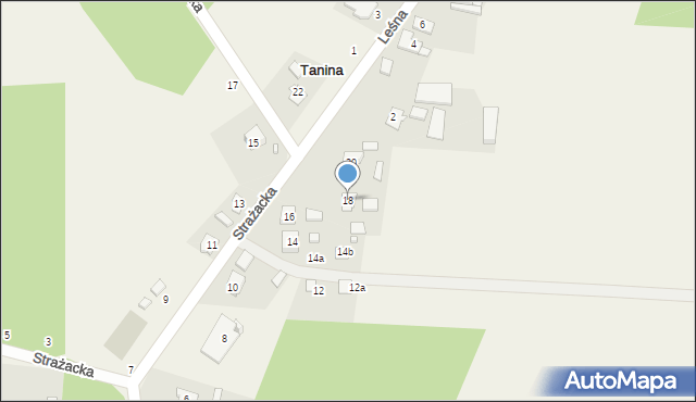 Tanina, Strażacka, 18, mapa Tanina