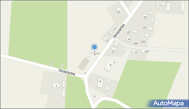 Tanina, Strażacka, 9, mapa Tanina