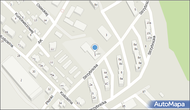 Tarnowskie Góry, Strzybnicka, 1, mapa Tarnowskie Góry