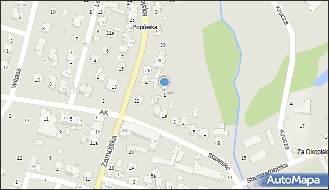 Tomaszów Lubelski, Stawisko, 1, mapa Tomaszów Lubelski