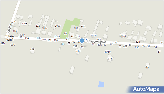 Tomaszów Mazowiecki, Starowiejska, 73, mapa Tomaszów Mazowiecki