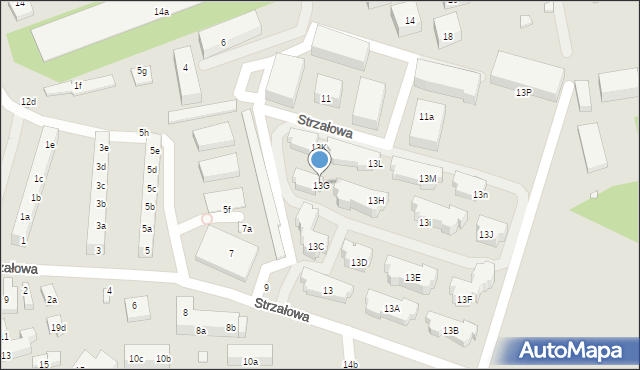 Toruń, Strzałowa, 13G, mapa Torunia