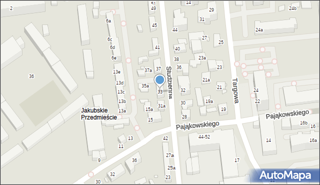 Toruń, Studzienna, 33, mapa Torunia