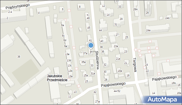 Toruń, Studzienna, 37, mapa Torunia