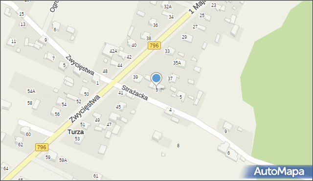 Turza, Strażacka, 3, mapa Turza