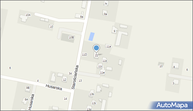 Tuszynek Majoracki, Starościańska, 11, mapa Tuszynek Majoracki