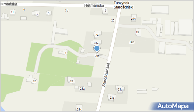 Tuszynek Majoracki, Starościańska, 26a, mapa Tuszynek Majoracki