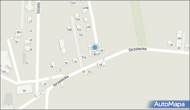 Tychy, Strzelecka, 50, mapa Tychów