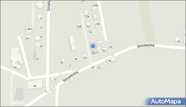 Tychy, Strzelecka, 52a, mapa Tychów