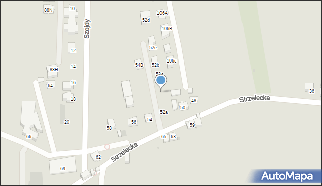 Tychy, Strzelecka, 52b, mapa Tychów