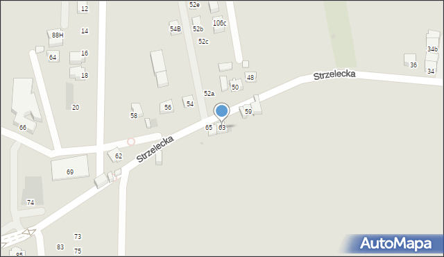 Tychy, Strzelecka, 63, mapa Tychów