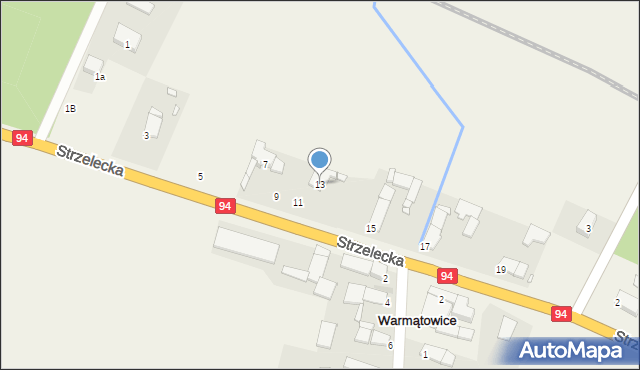 Warmątowice, Strzelecka, 13, mapa Warmątowice