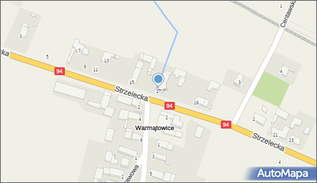 Warmątowice, Strzelecka, 17, mapa Warmątowice