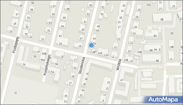 Warszawa, Studencka, 42, mapa Warszawy