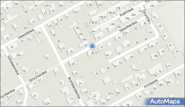 Warszawa, Strycharska, 20, mapa Warszawy
