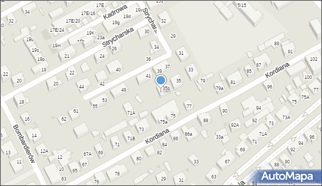 Warszawa, Strycharska, 35c, mapa Warszawy