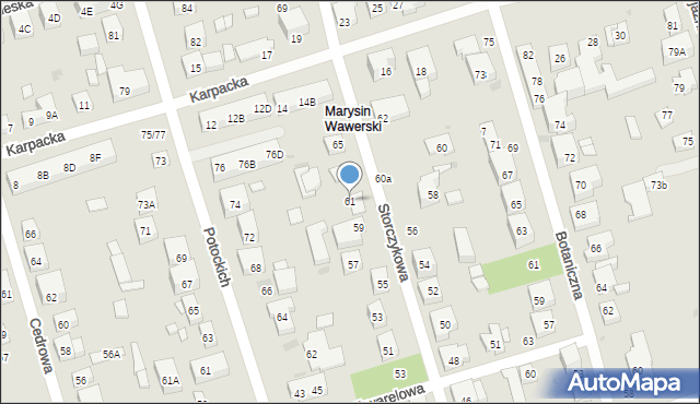 Warszawa, Storczykowa, 61, mapa Warszawy