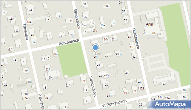 Warszawa, Stradomska, 26A, mapa Warszawy