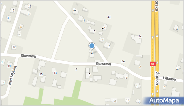 Warszowice, Stawowa, 4, mapa Warszowice