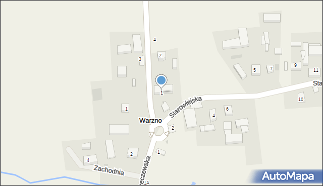 Warzno, Starowiejska, 1, mapa Warzno