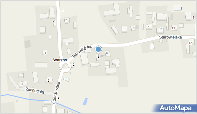 Warzno, Starowiejska, 4, mapa Warzno