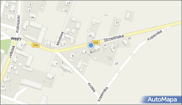 Węgry, Strzelińska, 9a, mapa Węgry