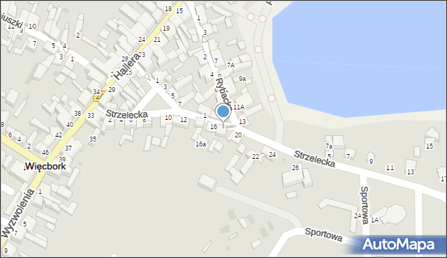 Więcbork, Strzelecka, 18, mapa Więcbork