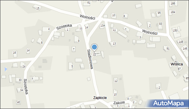 Wiślica, Stadionowa, 12, mapa Wiślica