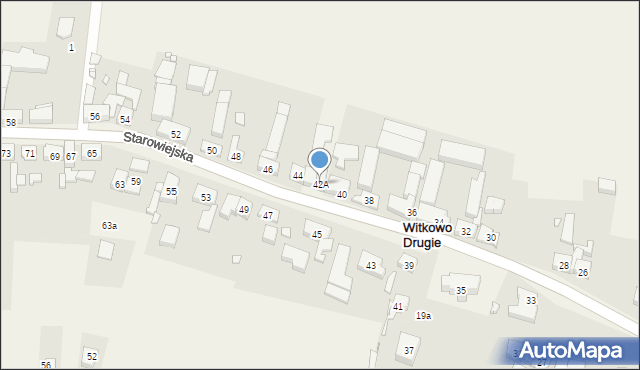 Witkowo Drugie, Starowiejska, 42A, mapa Witkowo Drugie