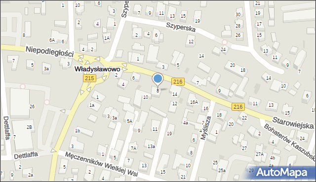 Władysławowo, Starowiejska, 8, mapa Władysławowo