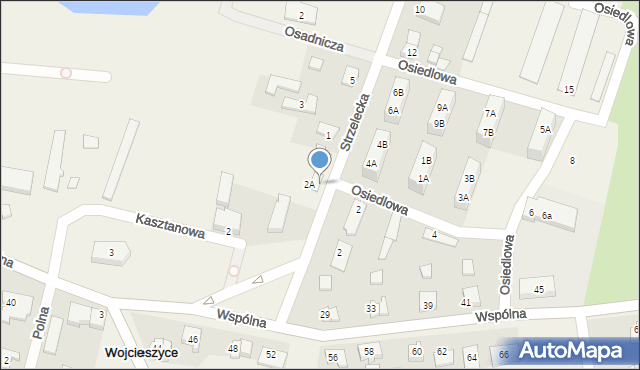 Wojcieszyce, Strzelecka, 2a, mapa Wojcieszyce