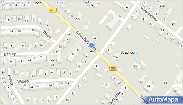 Wrocław, Strachocińska, 67, mapa Wrocławia