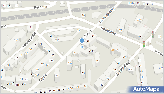 Wrocław, Stysia Wincentego, 18, mapa Wrocławia