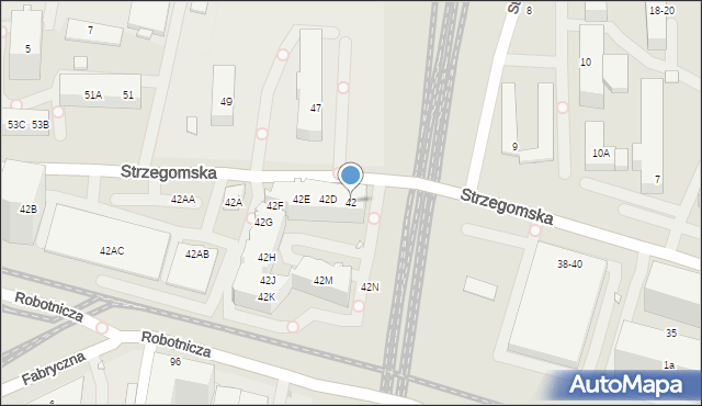 Wrocław, Strzegomska, 42, mapa Wrocławia