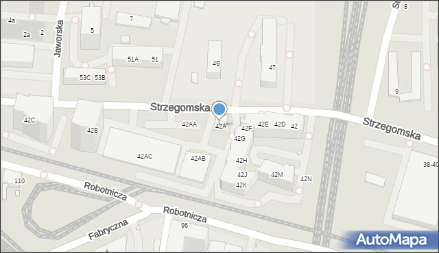 Wrocław, Strzegomska, 42A, mapa Wrocławia