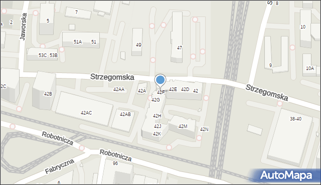 Wrocław, Strzegomska, 42F, mapa Wrocławia
