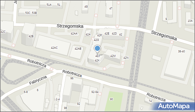Wrocław, Strzegomska, 42J, mapa Wrocławia
