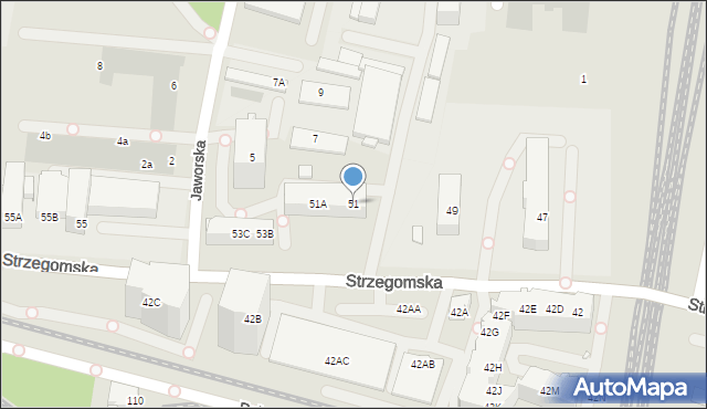 Wrocław, Strzegomska, 51, mapa Wrocławia