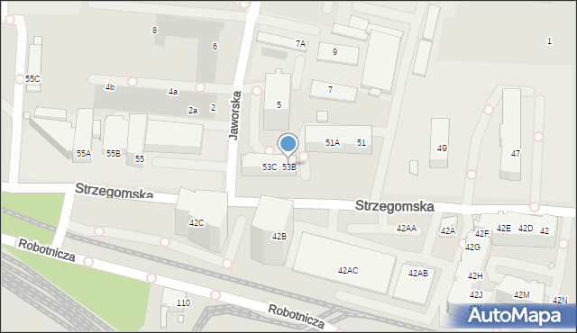 Wrocław, Strzegomska, 53B, mapa Wrocławia