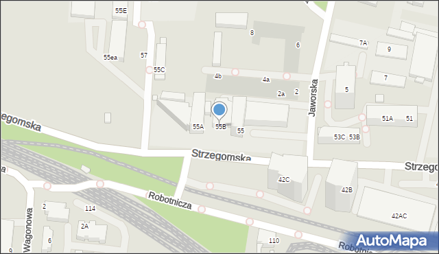 Wrocław, Strzegomska, 55B, mapa Wrocławia