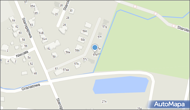 Wrocław, Starogajowa, 57d, mapa Wrocławia