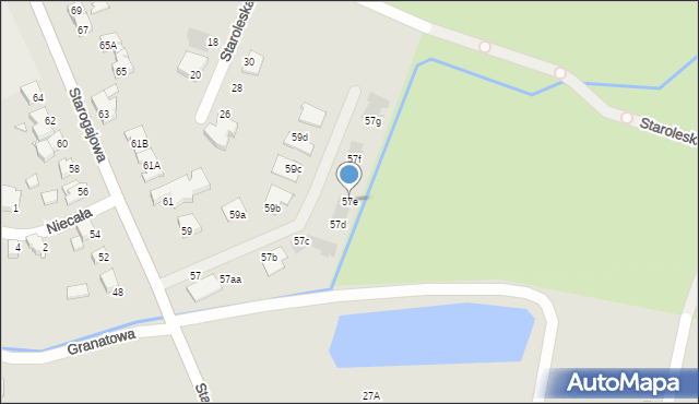 Wrocław, Starogajowa, 57e, mapa Wrocławia