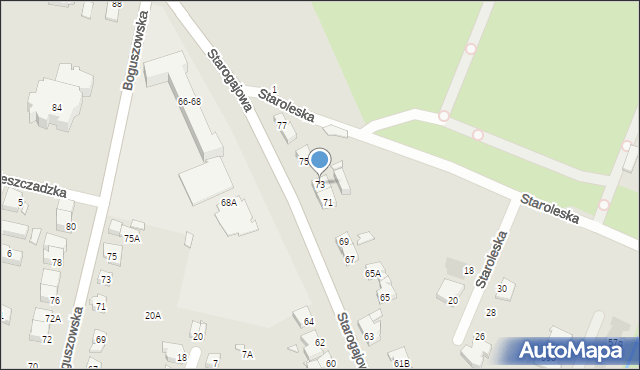 Wrocław, Starogajowa, 73, mapa Wrocławia